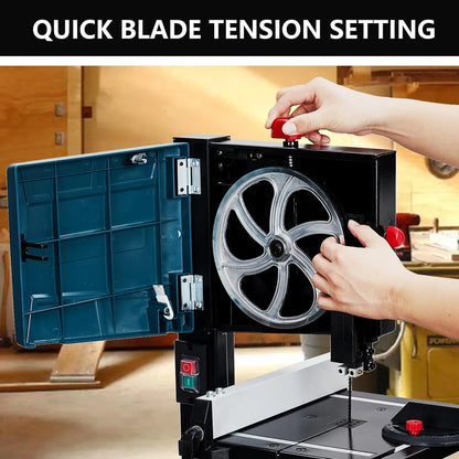 Towallmark 8-Inch Bandsaw, 1800FPM Benchtop Bandsaw with Removable Safty Key, 0-45 Tilting Range, 3-Amp Saw For Cutting Wood with Fence and Miter Gauge, Band Saws for Woodwork