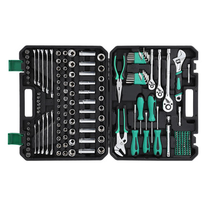 Ladcaser 213 Piece Mechanic Tool Set and Socket Wrench Set, SAE and Metric Household Hand Tool Kit, Cr-V Constructed, Home/Auto Repair Tool Sets with Storage Case