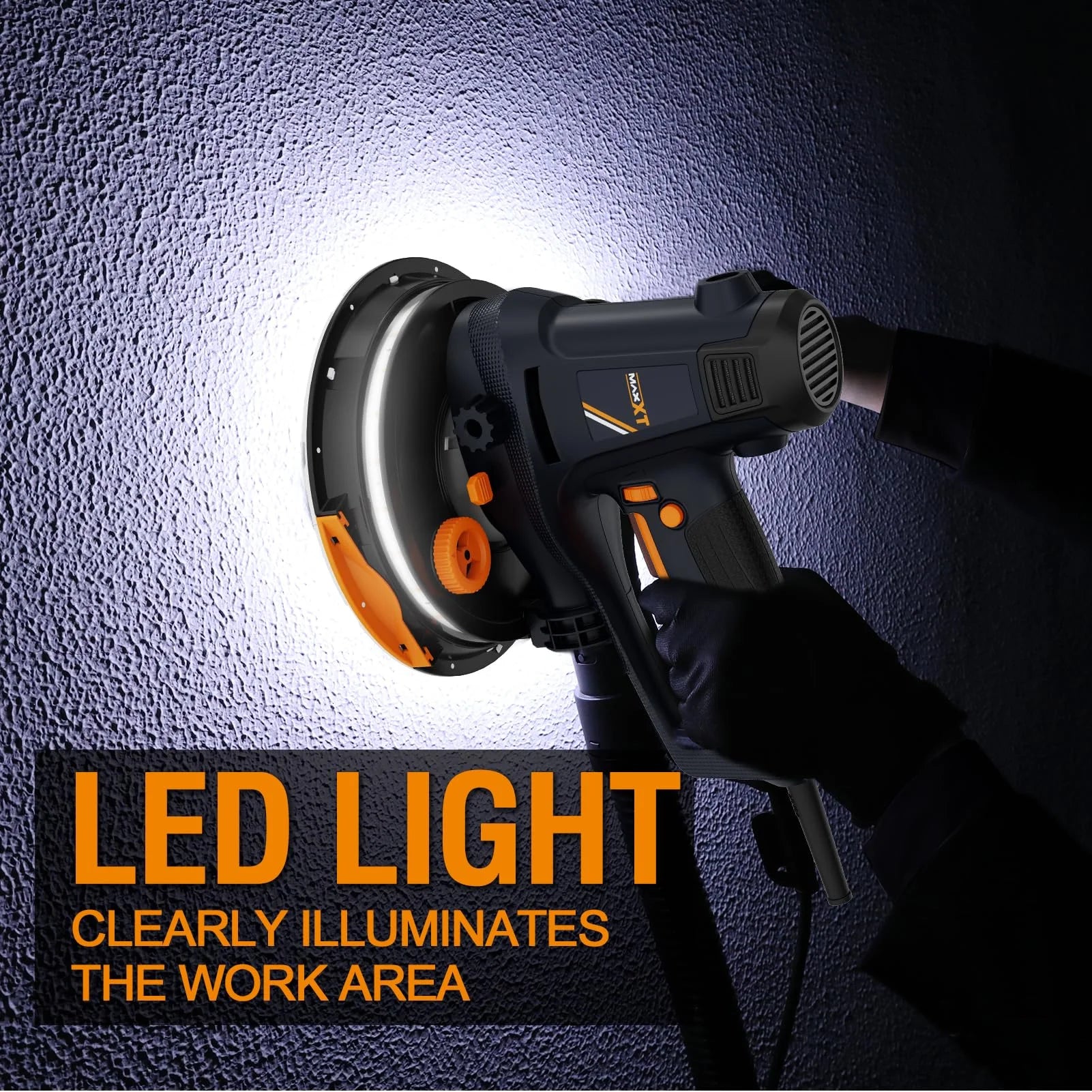 Handheld Drywall Sander 810W, Electric Sander for Walls,Rough and fine Sanding, 1500-2800RPM Variable Speed, Upgraded Pad, Adjustable Suction, Self-Dust-Extraction (120, Volts)