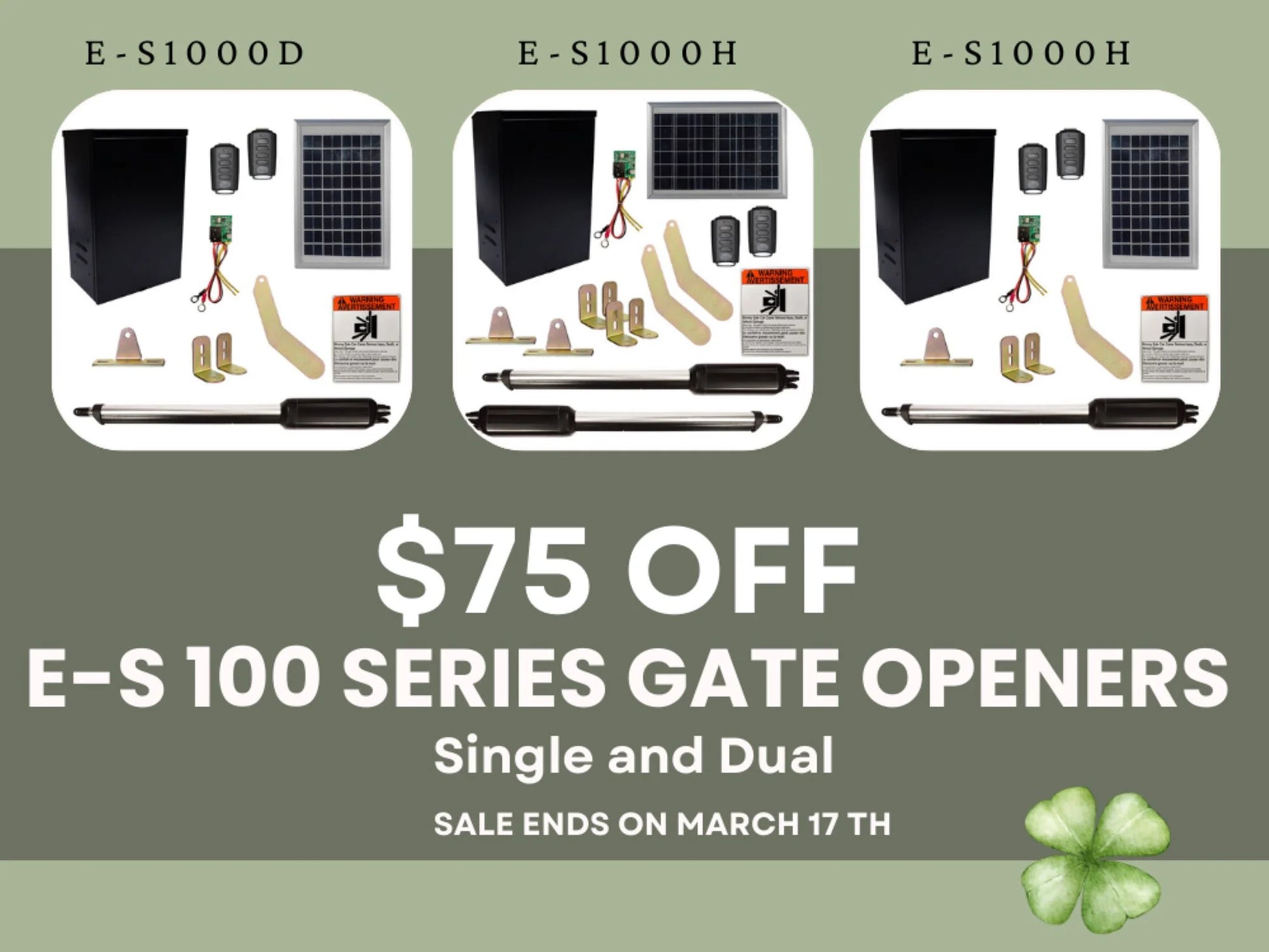 Estate Swing E-S1000H Single Swing Solar Gate Opener Kit *Free Extra Remote* 10 Watt Panel