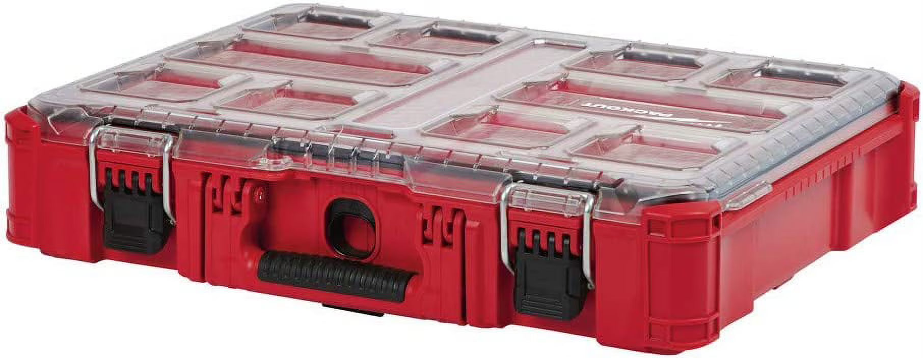 Milwaukee PACKOUT Tool Box, Red, 10 Compartments, 15 1/2 in Depth, 4 5/8 in Height, 19 3/4 in Width