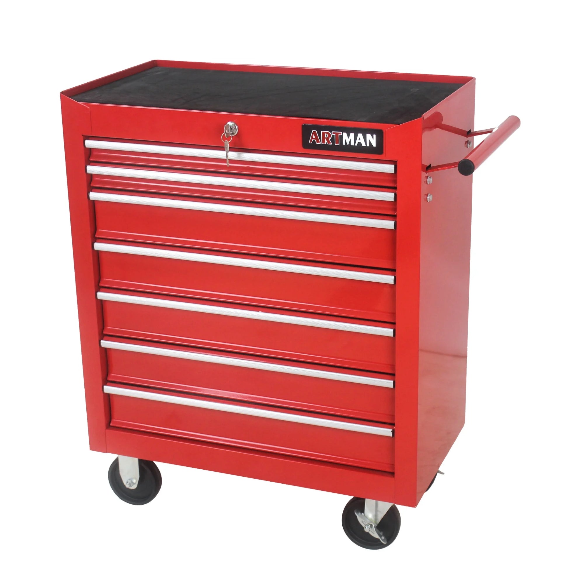 7-Drawer Rolling Tool Chest, Metal Tool Storage Organizer Cart with Locking System and Wheels, Multifunctional Mechanic Tool Cart for Garage, Warehouse, Workshop, Repair Shop, Red