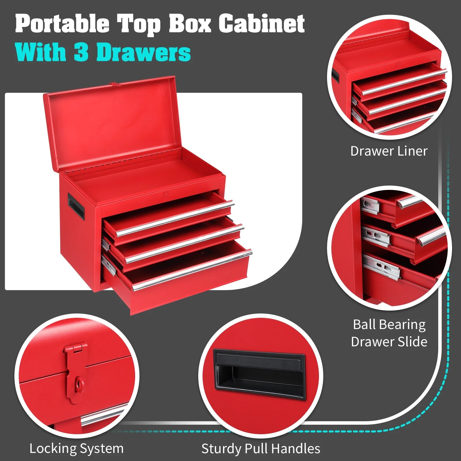 Zimtown Rolling Tool Chest, 4-Drawer Tool Box Organizer, Tool Storage Cabinet