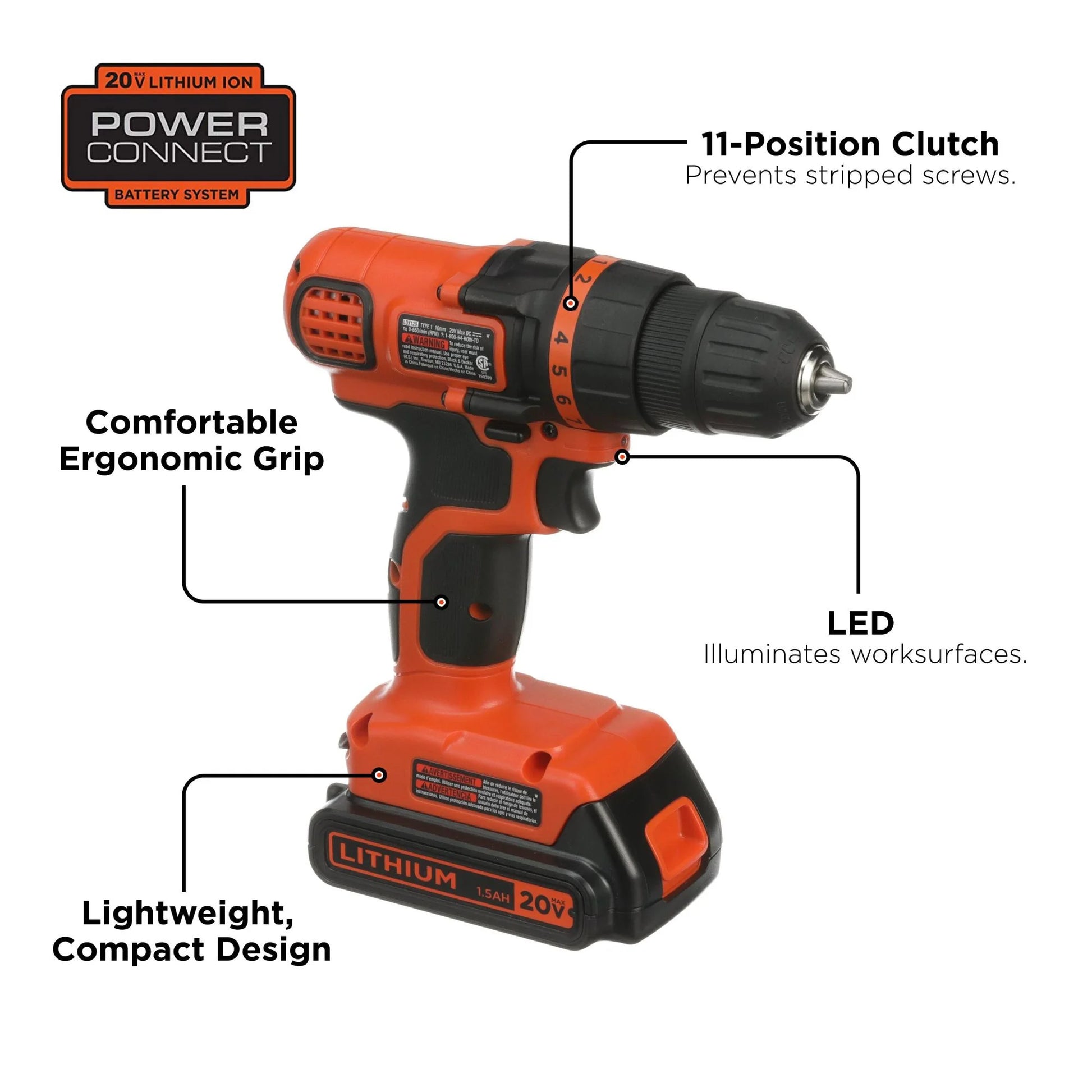 BLACK+DECKER 20V, 3 Ah Cordless Drill/Driver, 68 Piece Set, Battery and Charger Included