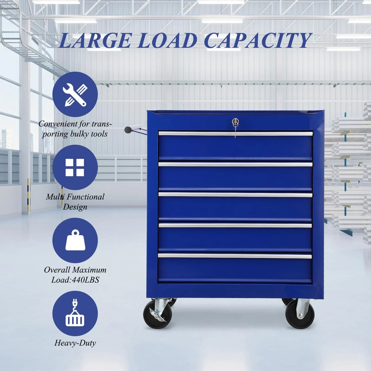 Tool Chest New 5 Drawer Rolling Tool Box 24.25" x 12.99"