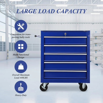 Tool Chest New 5 Drawer Rolling Tool Box 24.25" x 12.99"