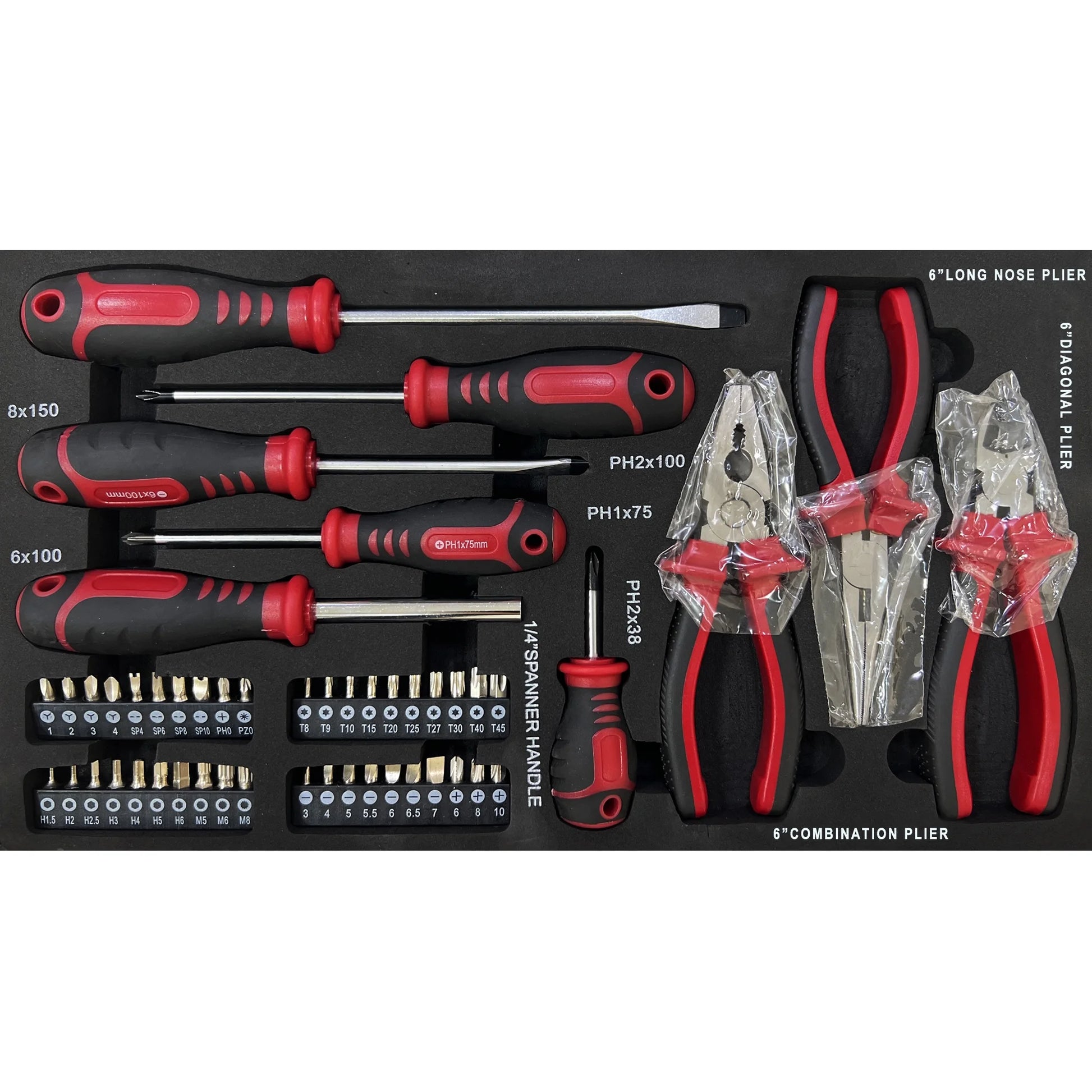 Tool Box with Tool Set, 3 Drawers Metal Toolbox Portable Tool Chest Organizer with Ball-Bearing Drawer