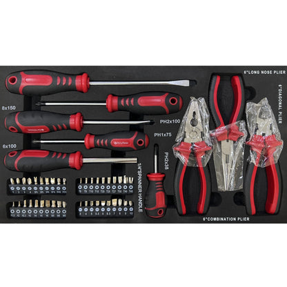 Tool Box with Tool Set, 3 Drawers Metal Toolbox Portable Tool Chest Organizer with Ball-Bearing Drawer