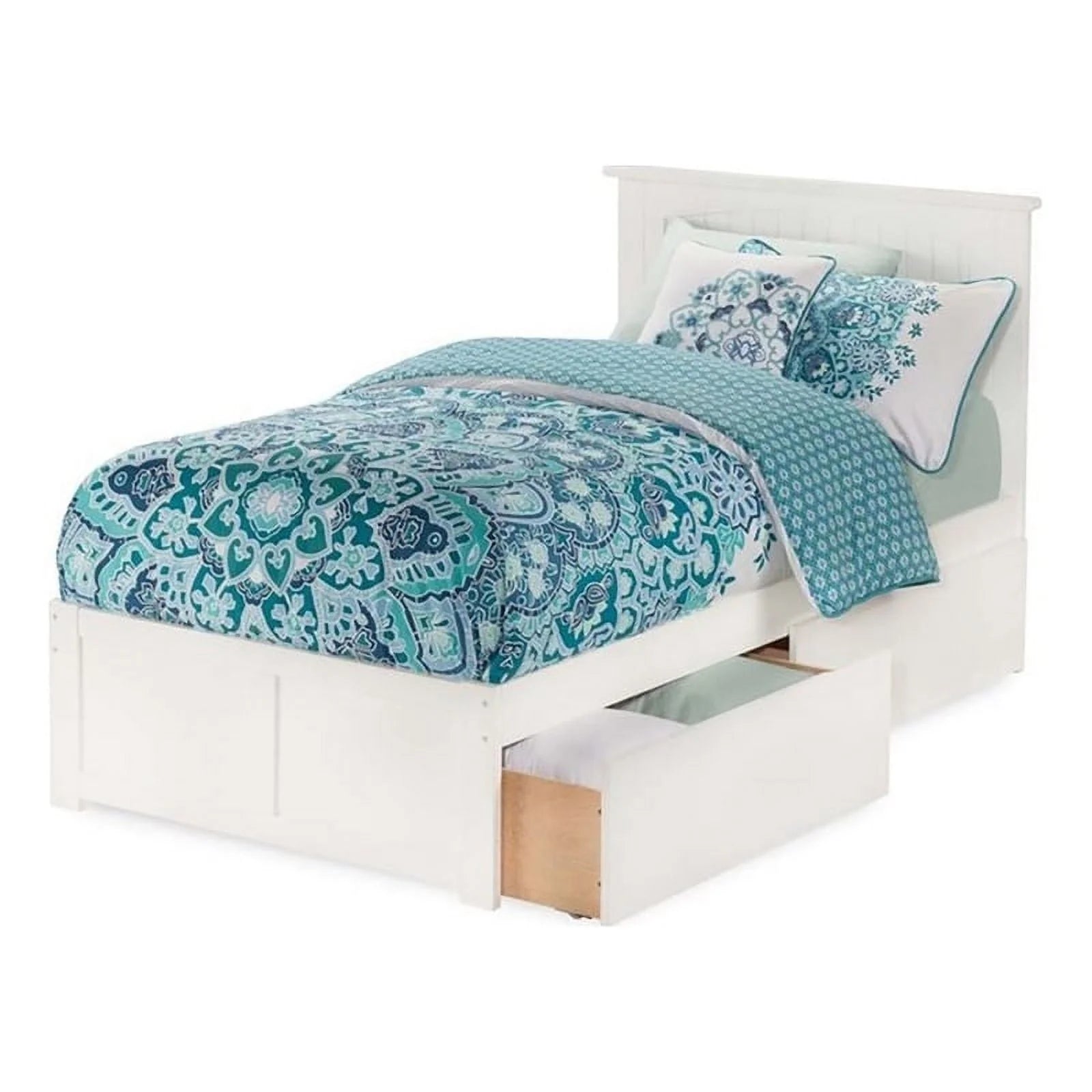 Leo & Lacey Classic Hardwood Storage Platform Bed, Twin-XL, White