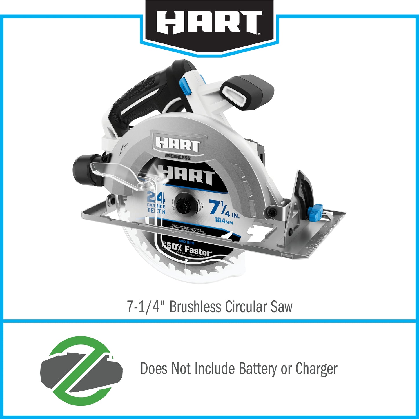 HART 20-Volt 7-1/4-inch Brushless Circular Saw (Battery Not Included)