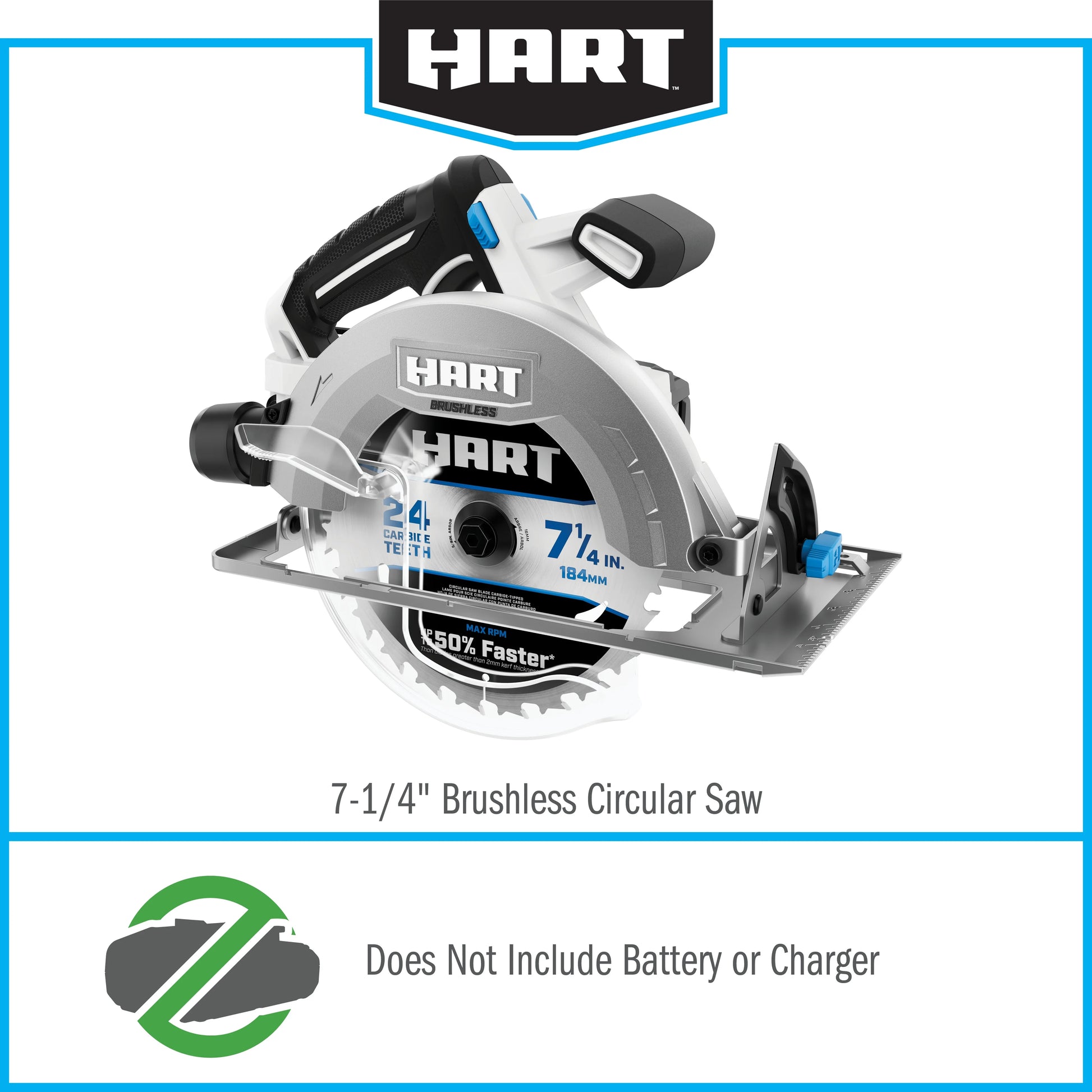 HART 20-Volt 7-1/4-inch Brushless Circular Saw (Battery Not Included)