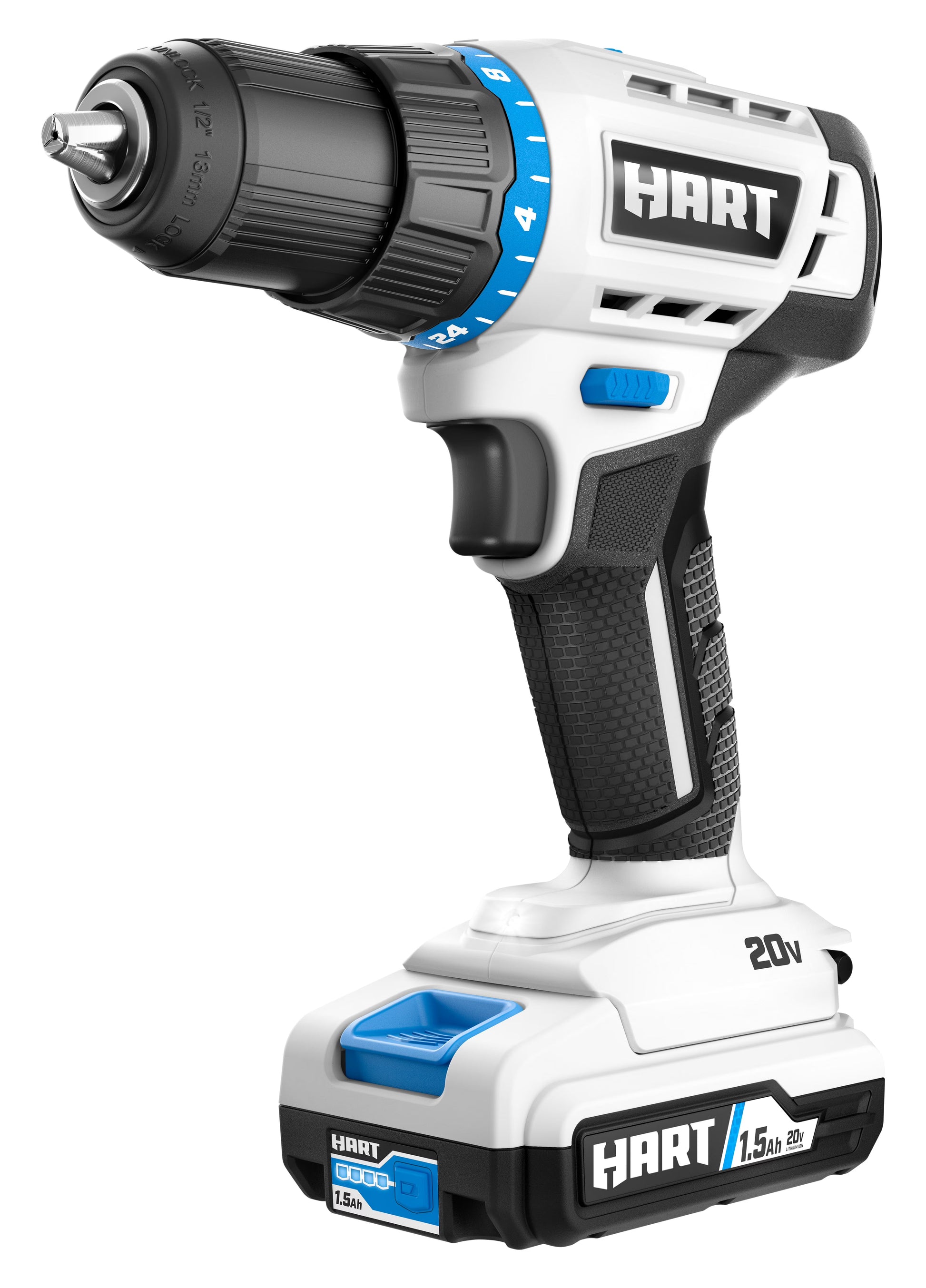 HART 20-Volt 1/2-inch Cordless Drill/Driver Kit, (1) 1.5Ah Lithium-Ion Battery, Gen 2