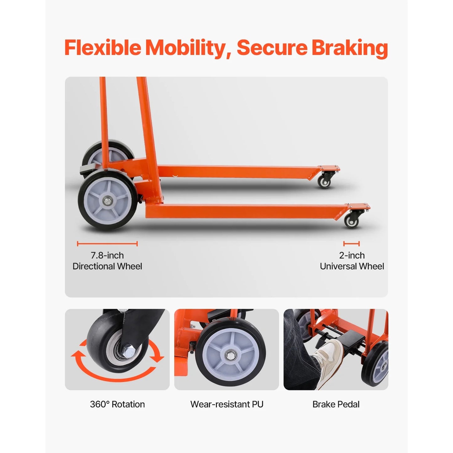 KFFKFF Manual Lift Stacker, Pallet Dolly with 330lbs Load Limit, Maximum Elevation of 42.9in, Winch Stacker, Versatile Pallet Truck Stacker Equipped with Rotating Wheels and Lifting Plate