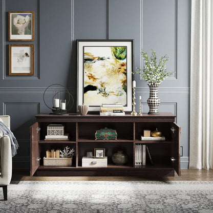 DEXTRUS Farmhouse Storage Cabinet, Buffet Sideboard with Barn Door for Dinning Living Room, Espresso
