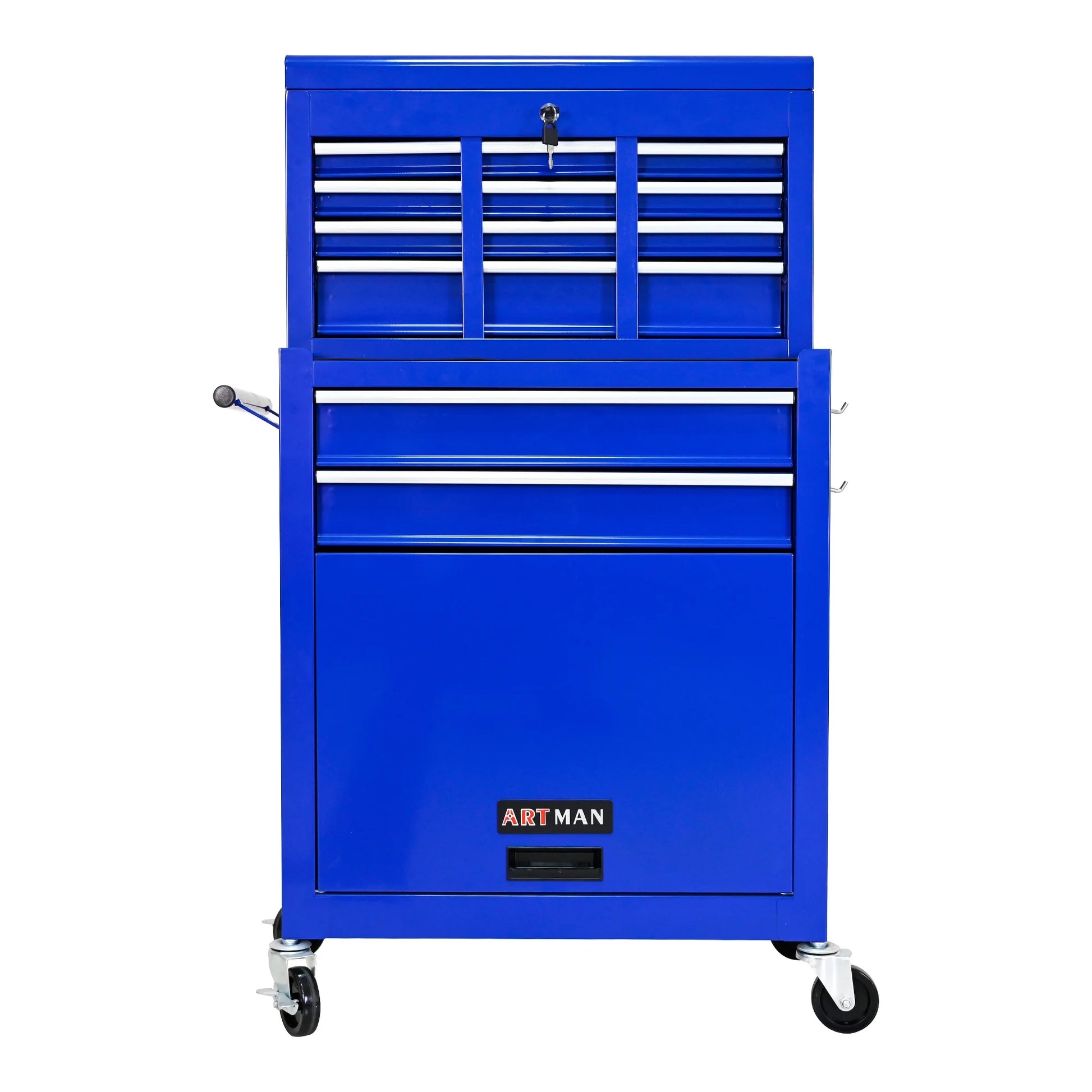 Leuco High Capacity Rolling Tool Chest with Wheels and Drawers, 8-Drawer Tool Storage Cabinet, Heavy-Duty Garage Organizer and Workshop Tool Box, Blue
