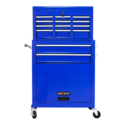 Leuco High Capacity Rolling Tool Chest with Wheels and Drawers, 8-Drawer Tool Storage Cabinet, Heavy-Duty Garage Organizer and Workshop Tool Box, Blue