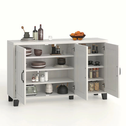 Costway 3-Door Buffet Sideboard Storage Credenza Cabinet Console Adjustable Shelf White Wash