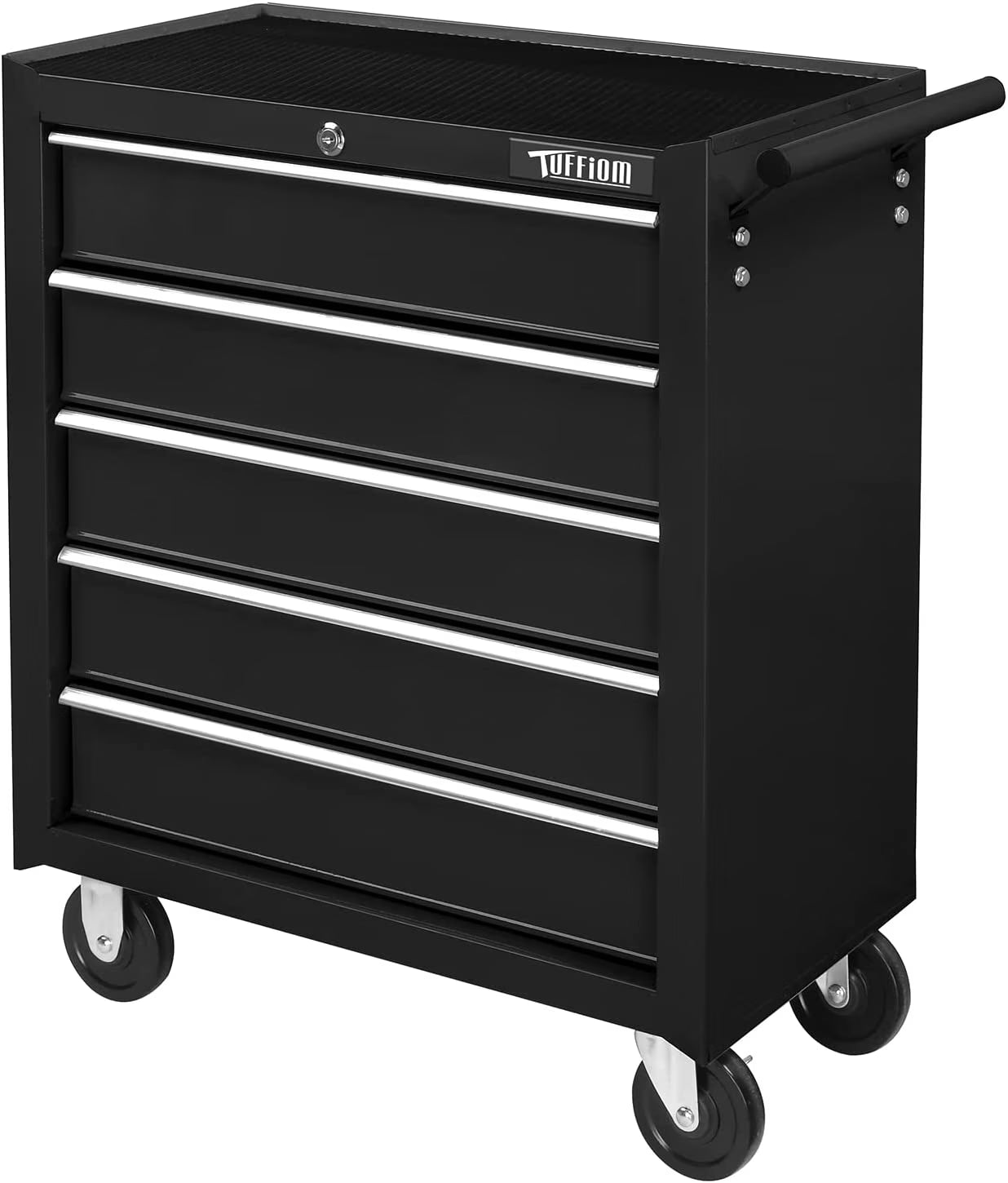 TUFFIOM 5-Drawer Rolling Tool Chest with Lock & Key, Tool Storage Organizer Box Cabinet with Wheels