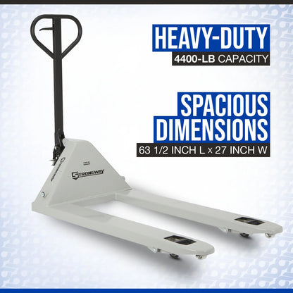 Klutch Pallet Jack, 4400-Lb. Capacity, 48in.L x 27in.W, 7-1/2in. Lift