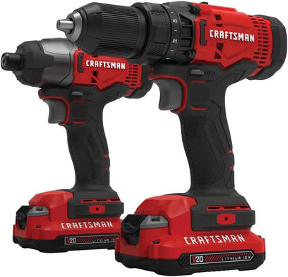 CRAFTSMAN 20V Rechargeable Cordless Power Tool Set, 2 Pieces