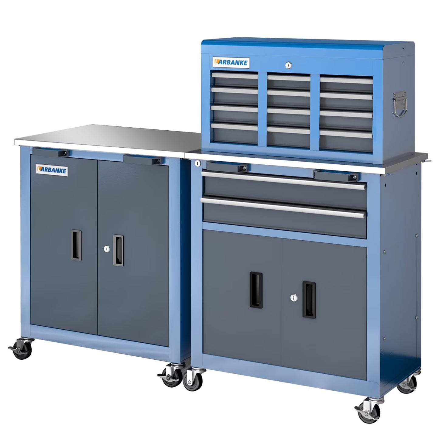 Rolling Tool Chest 5-Drawer Tool Cabinet with Stainless Steel Top Key Lock Heavy-Duty