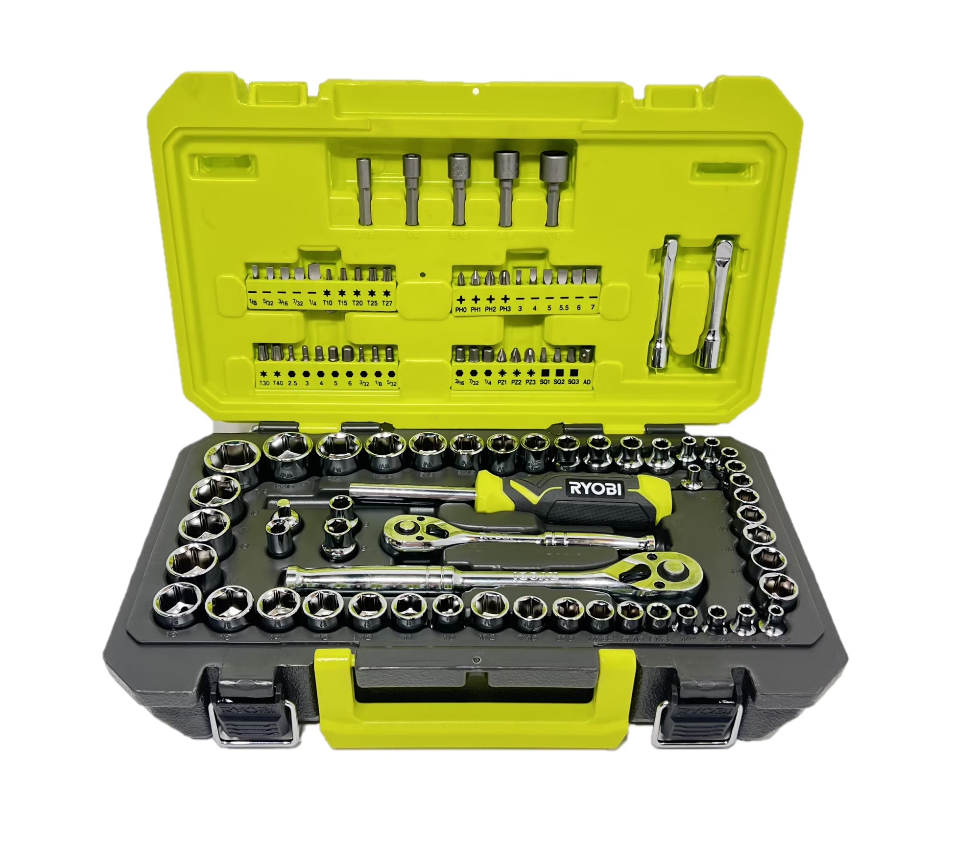 RYOBI 97 PC. 1/4" & 3/8" Drive Mechanics Set - RHMTS49701