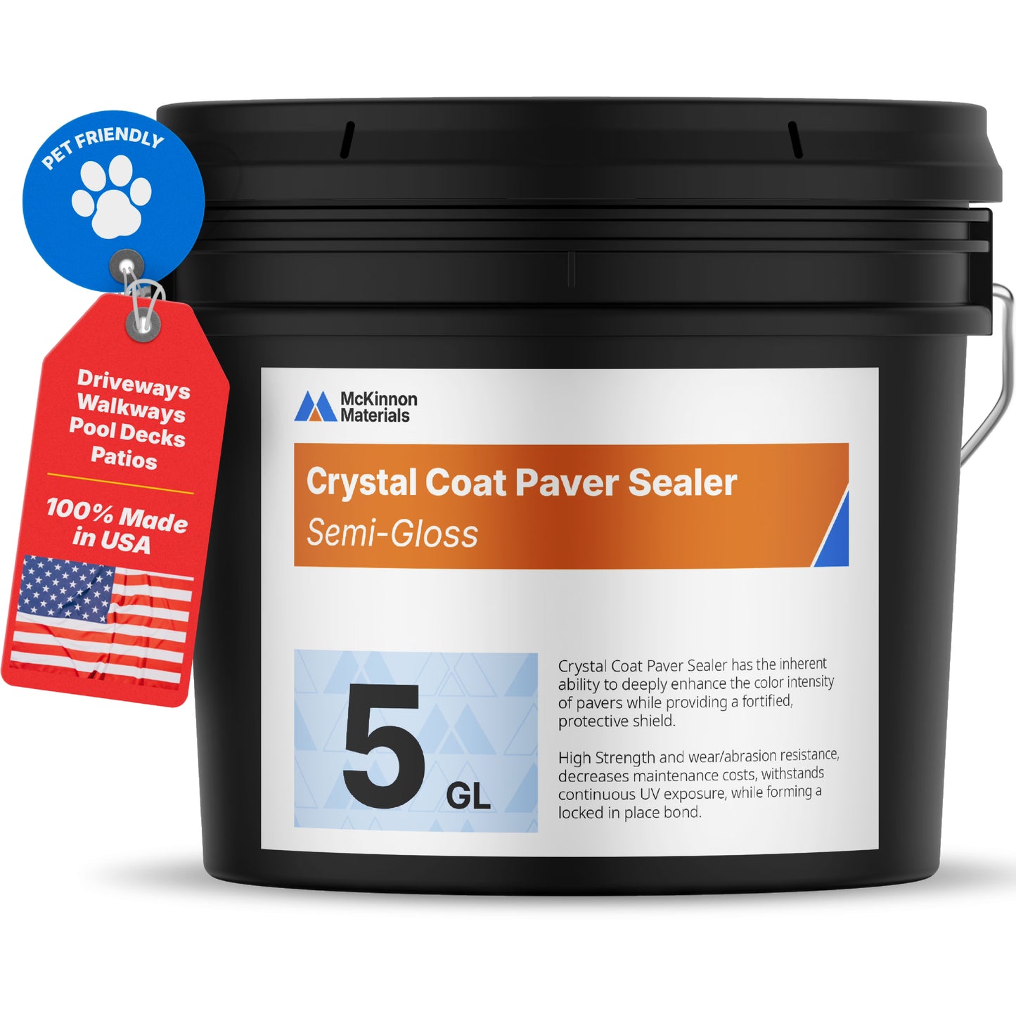 McKinnon Concrete Sealer, Paver Sealer 5 Gallon, Penetrating High Gloss Wet Look, Outdoor/Indoor, Concrete, Brick, Natural Stone, Limestone, Rock, Cement, Flagstone, Stucco, Pool Decks