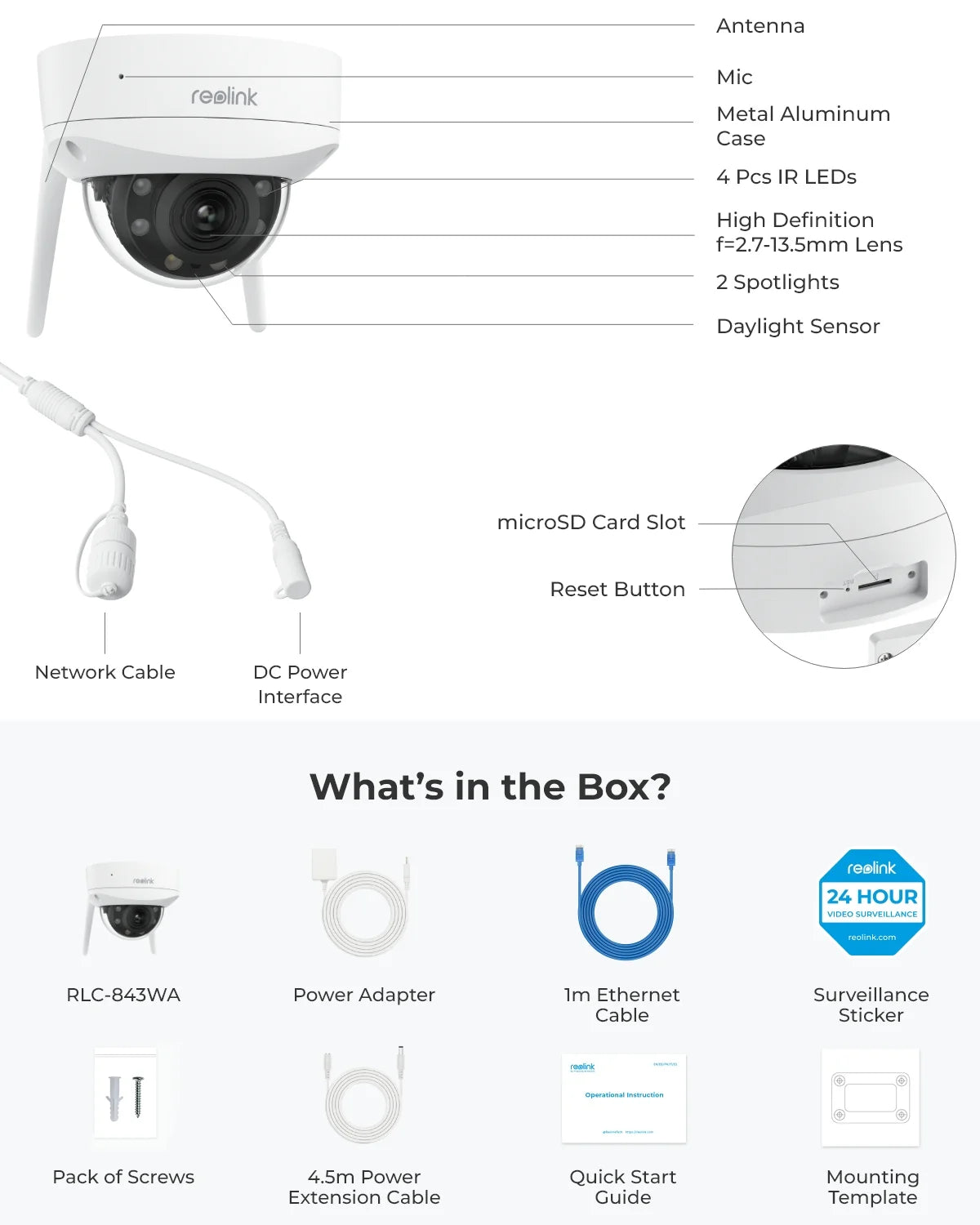 Reolink 4K Color 8MP Wi-Fi 6 Security Camera, 5X Optical Zoom, IK10 Vandal-Proof Surveillance Camera