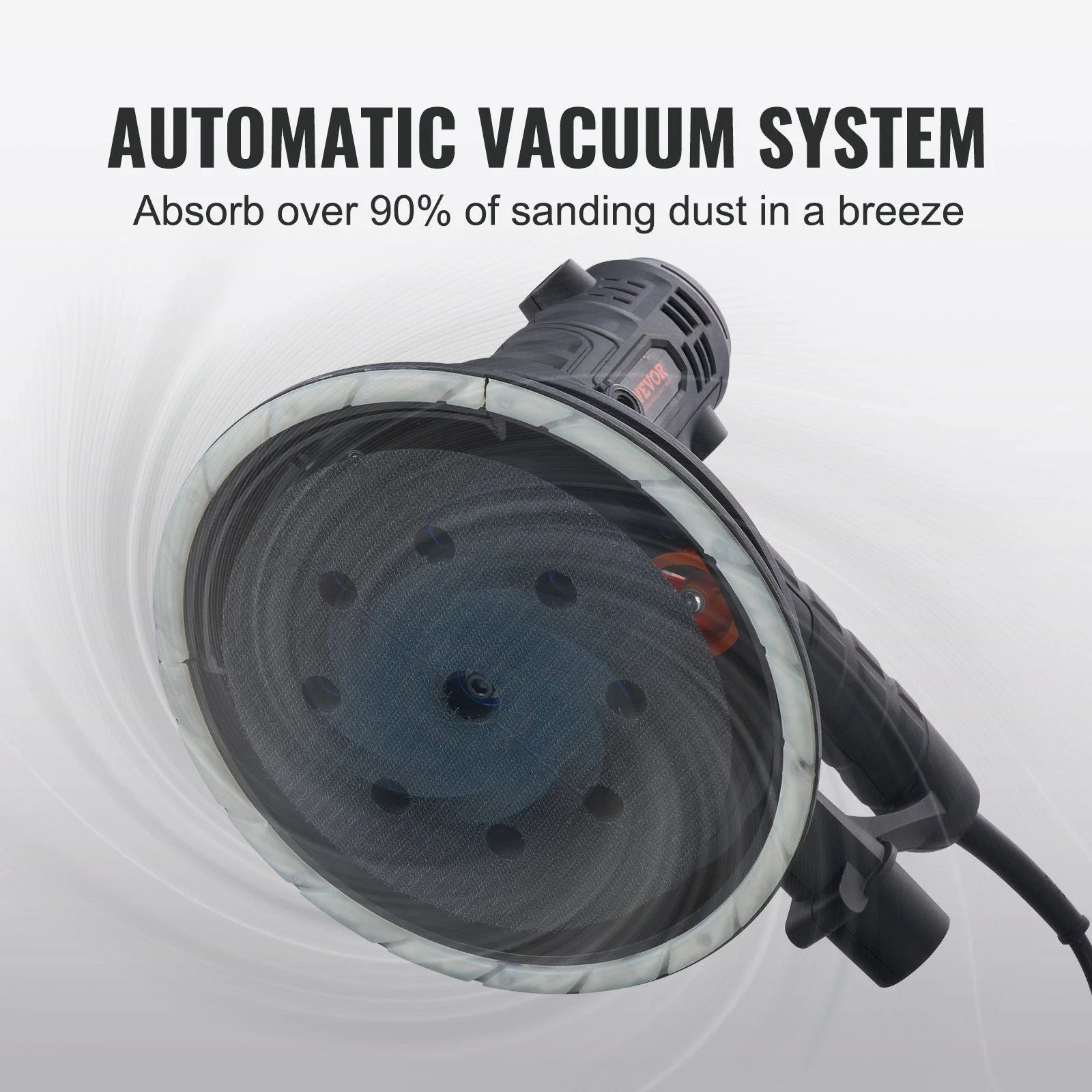 800W Electric Drywall Sander with Dust Extraction, Adjustable RPM 1200-2300, Brush Motor for Efficient Wall Sanding & Polishing