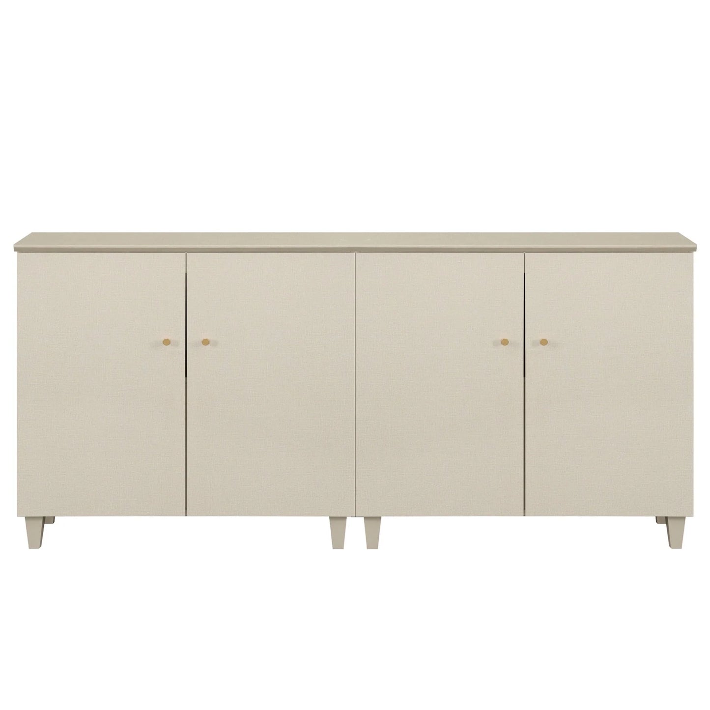 Sideboard Buffet Server Cabinets with Doors, 70.8" Kitchen Wood Coffee Bar Table, 2 -In-1 Storage Cabinets with 6 Compartments for Dining Room, Living Room, Entryway, Beige Faux Linen Textured Finish