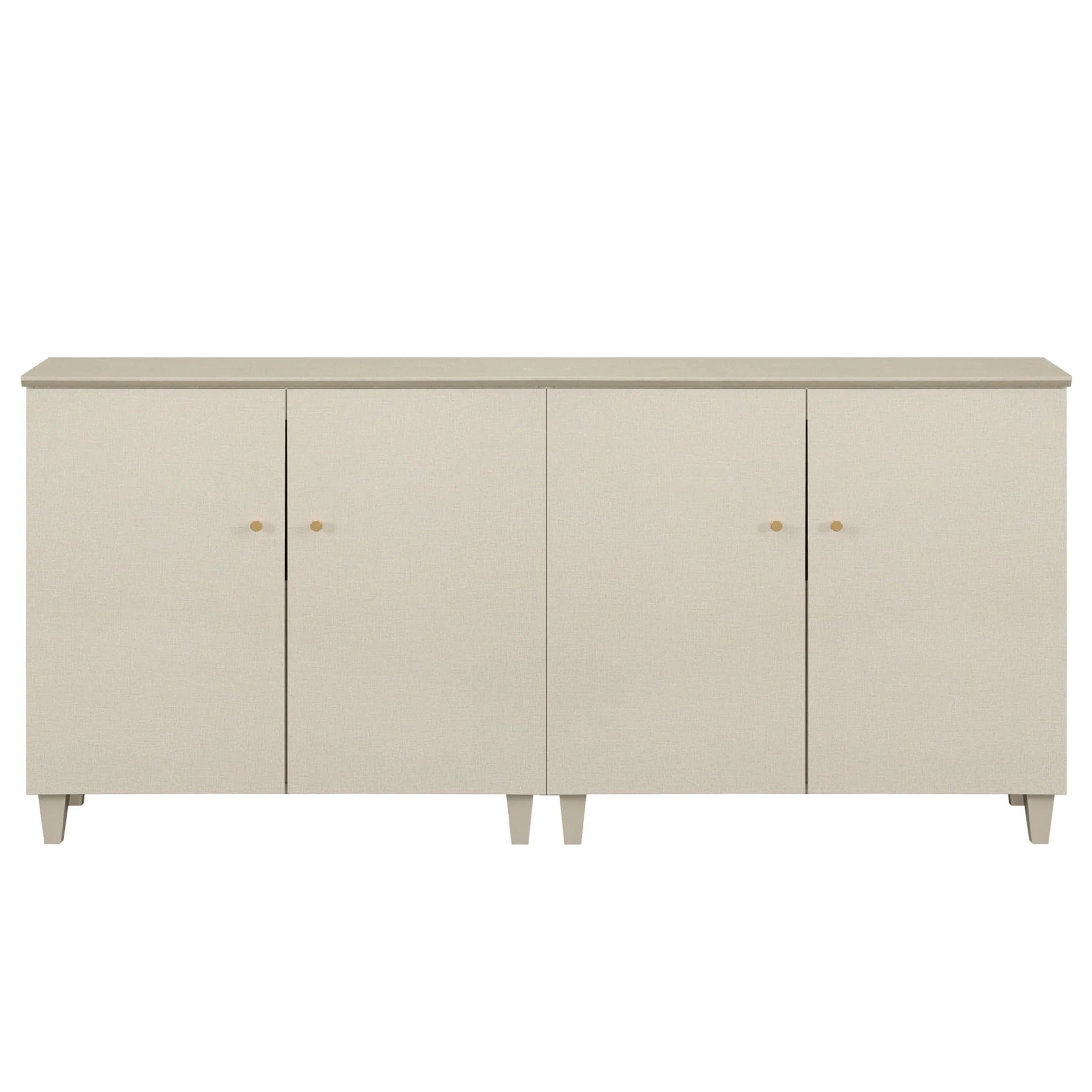 Sideboard Buffet Server Cabinets with Doors, 70.8" Kitchen Wood Coffee Bar Table, 2 -In-1 Storage Cabinets with 6 Compartments for Dining Room, Living Room, Entryway, Beige Faux Linen Textured Finish