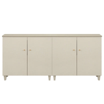 Sideboard Buffet Server Cabinets with Doors, 70.8" Kitchen Wood Coffee Bar Table, 2 -In-1 Storage Cabinets with 6 Compartments for Dining Room, Living Room, Entryway, Beige Faux Linen Textured Finish