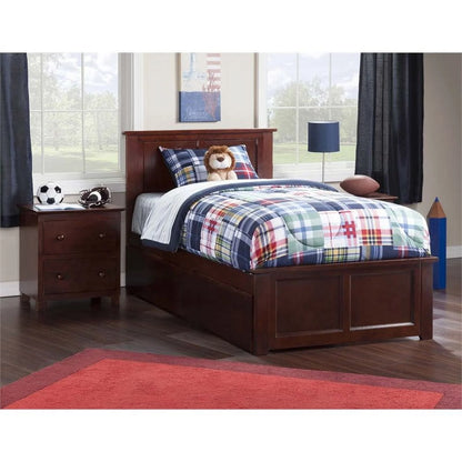 Leo & Lacey Farmhouse Solid Wood Urban Twin Storage Platform Bed in Walnut