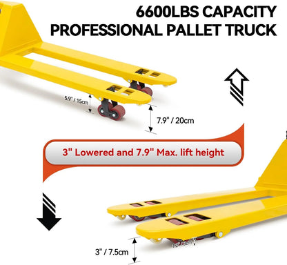 HPDAVV Pallet Jack Truck 4,400 LBS Capacity, 48''x 21' Forks Manual Pallet Jack Truck, Suit for Warehouse, Workshop, Dock, Factory
