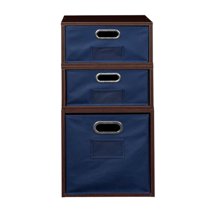 Niche Cubo Storage Set- 1 Full Cube/2 Half Cubes with Foldable Storage Bins- White Wood Grain/Teal