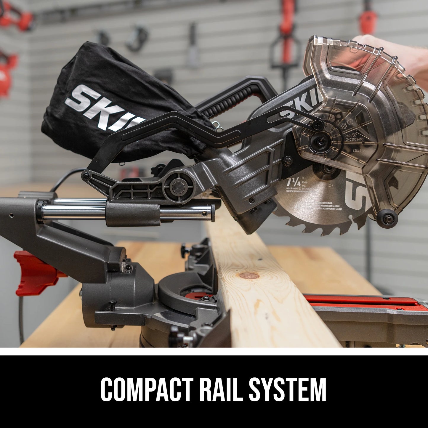 SKIL MS6316-00 10 Amp 7-1/4" Single Bevel Miter Saw with Compact Rail System & LED Shadow Line
