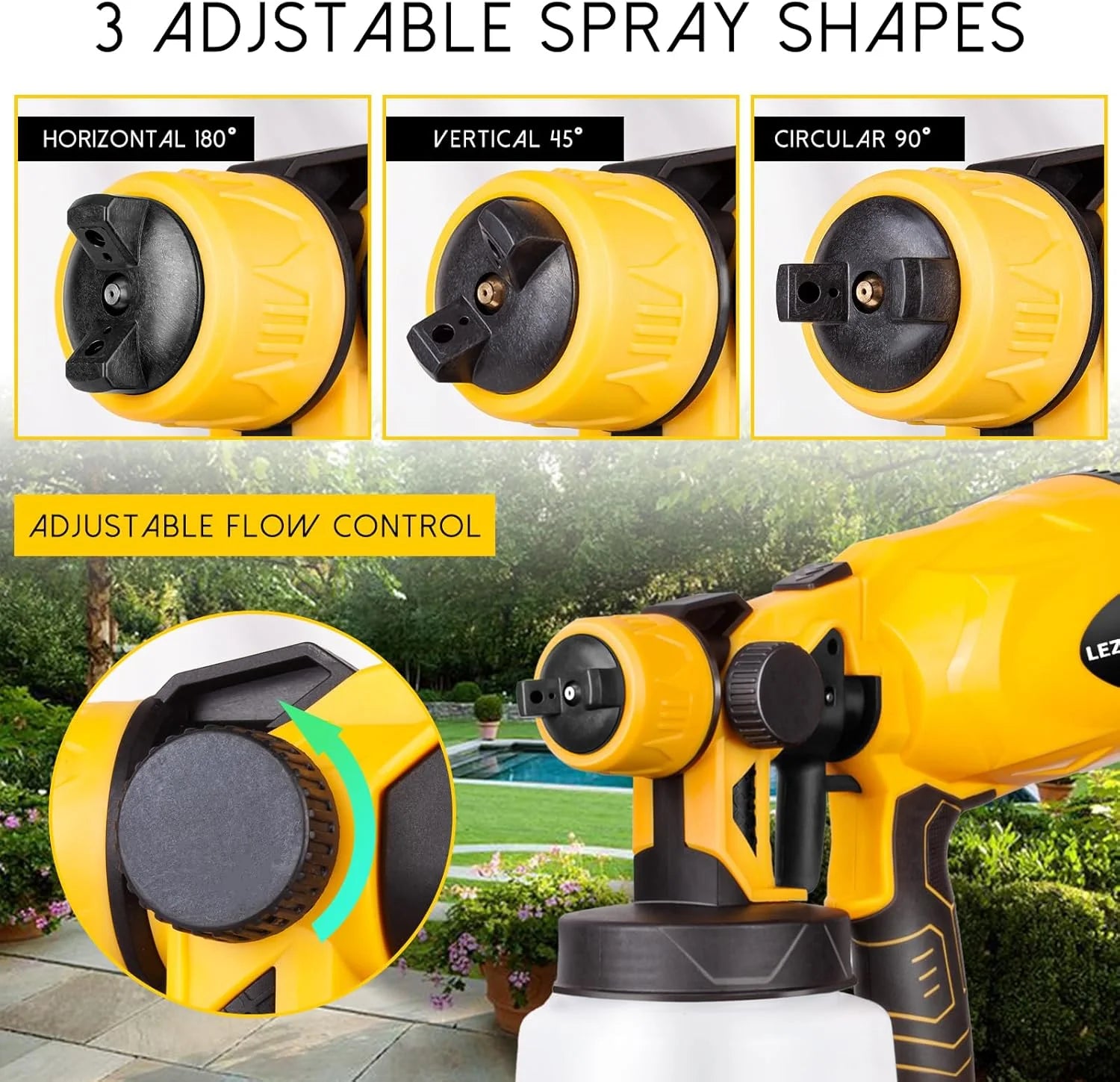 Cordless Paint Sprayer Airless for Dewalt 20V Battery - HVLP Spray Paint with 800W Brushless Motor, 4 Copper Nozzles, 34oz (1000ml) Capacity