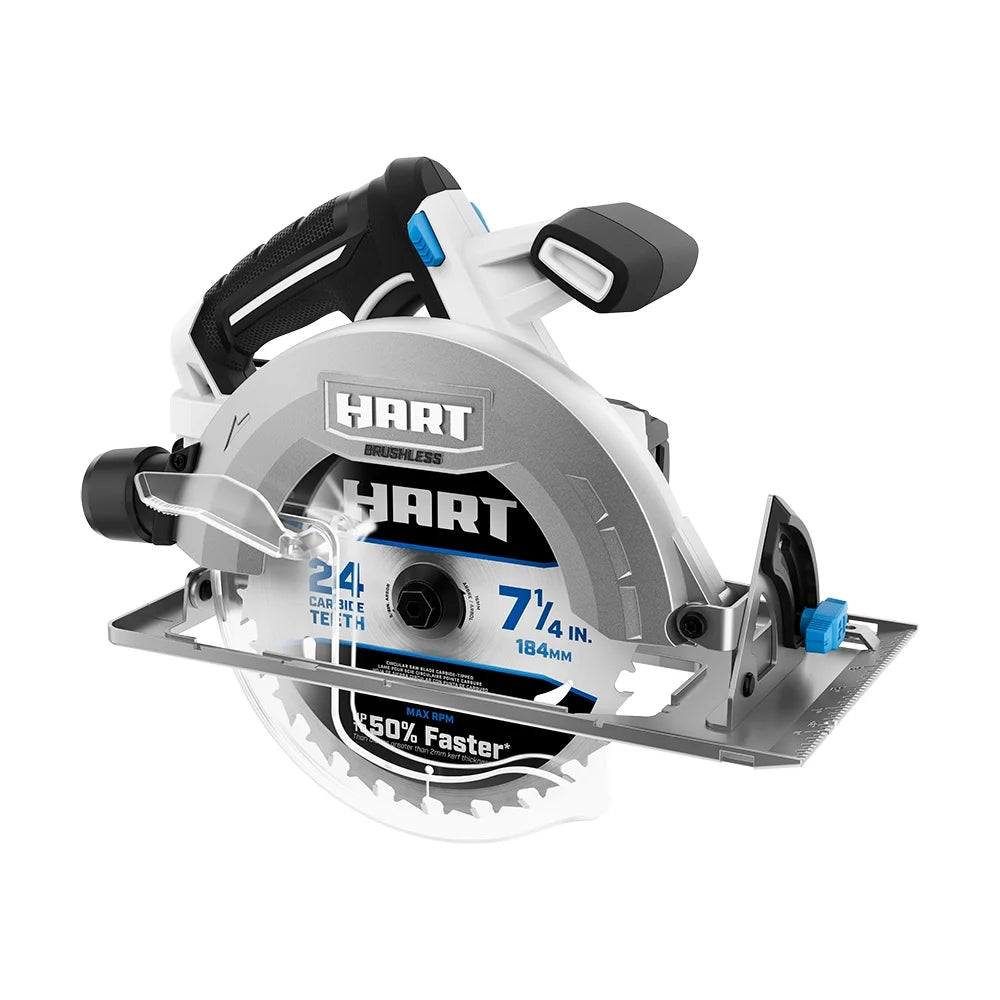 HART 20-Volt Brushless 7-1/4 Inch Circular Saw with 4Ah Battery and Charger Starter Kit Bundle