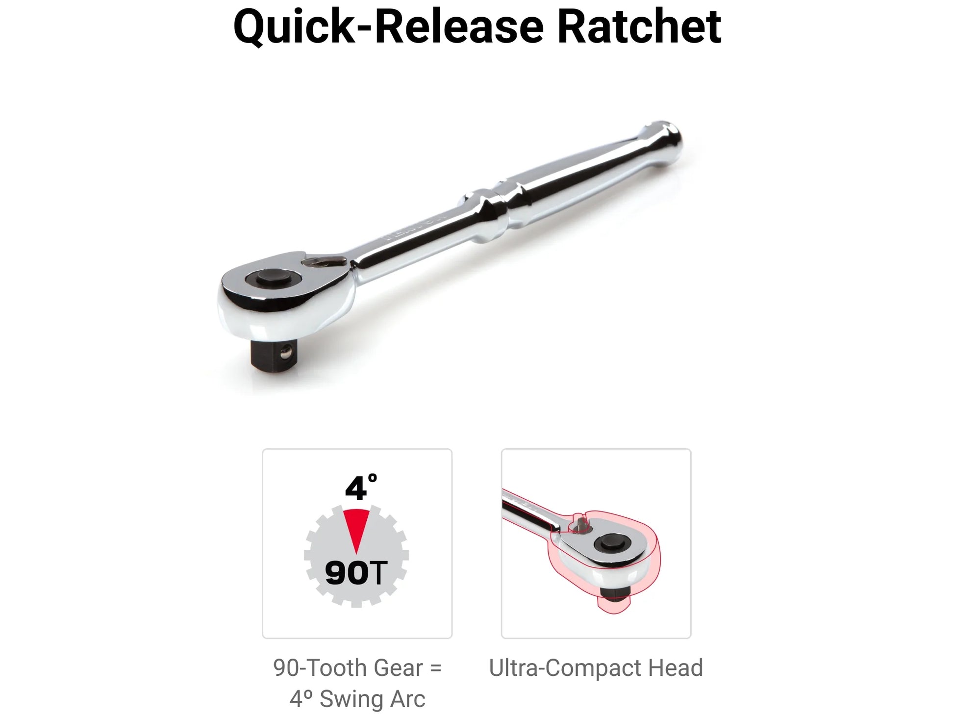 TEKTON 1/4 Inch Drive 12-Point Socket and Ratchet Set with Rails, 35-Piece (4-15 mm) | SKT03202