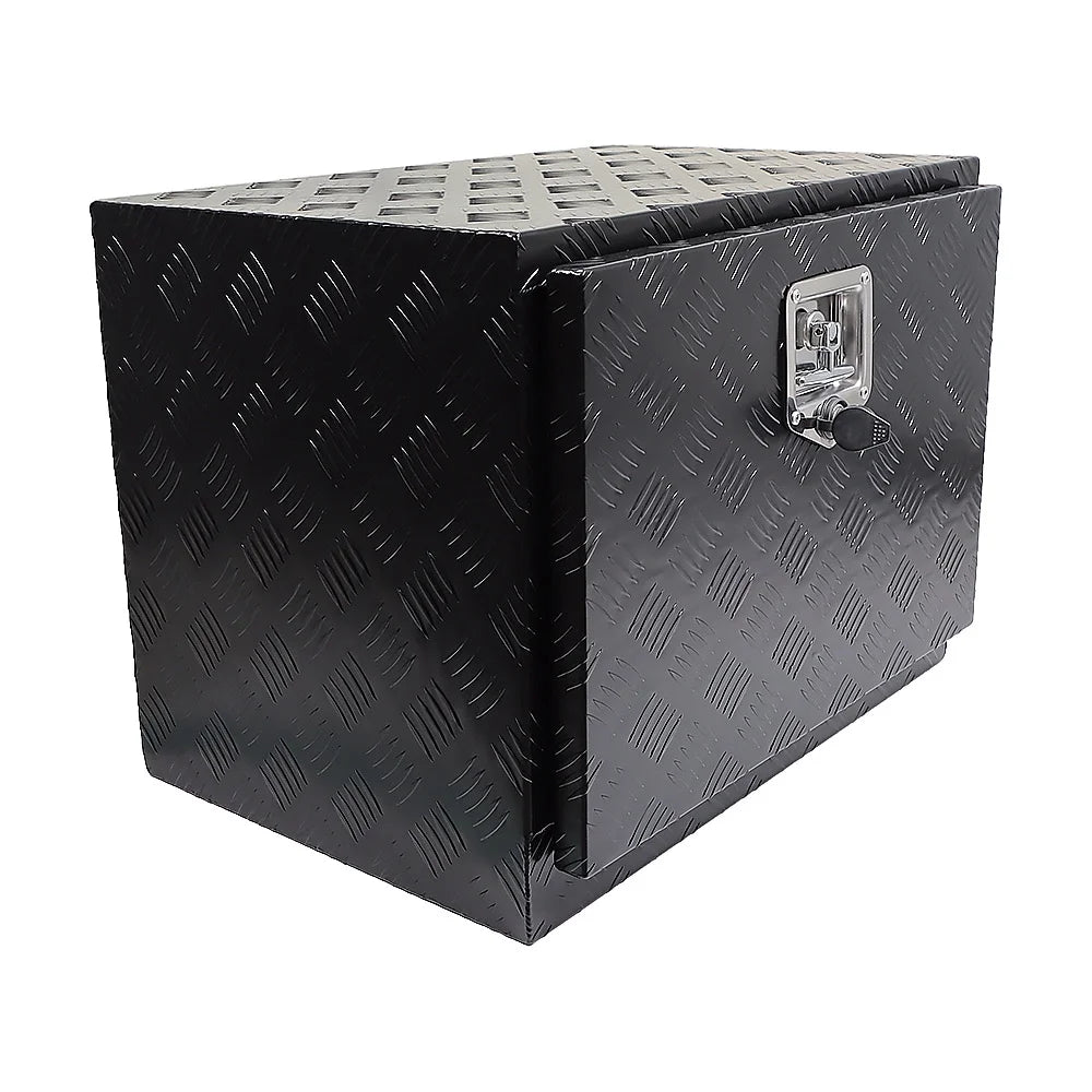 findmall 24 Inch Aluminum Diamond Plate Tool Box Trailer Tongue Box Chest Box Pickup Truck ATV Underbody RV Storage Box Organizer With Lock Key, Black