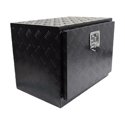 findmall 24 Inch Aluminum Diamond Plate Tool Box Trailer Tongue Box Chest Box Pickup Truck ATV Underbody RV Storage Box Organizer With Lock Key, Black