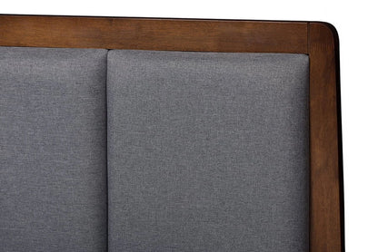Baxton Studio Brannigan Modern and Contemporary Dark Grey Fabric Upholstered Walnut Finished Storage Platform Bed, Multiple Sizes