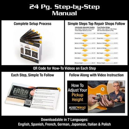 MusicNomad KEEP IT SIMPLE, SETUP (KISS)? Starter Kit Bundle - 6 pc. Gauge Set, 26 pc. Guitar Tech Tool Set, 11 pc. Truss Rod Wrench Set (MN609)
