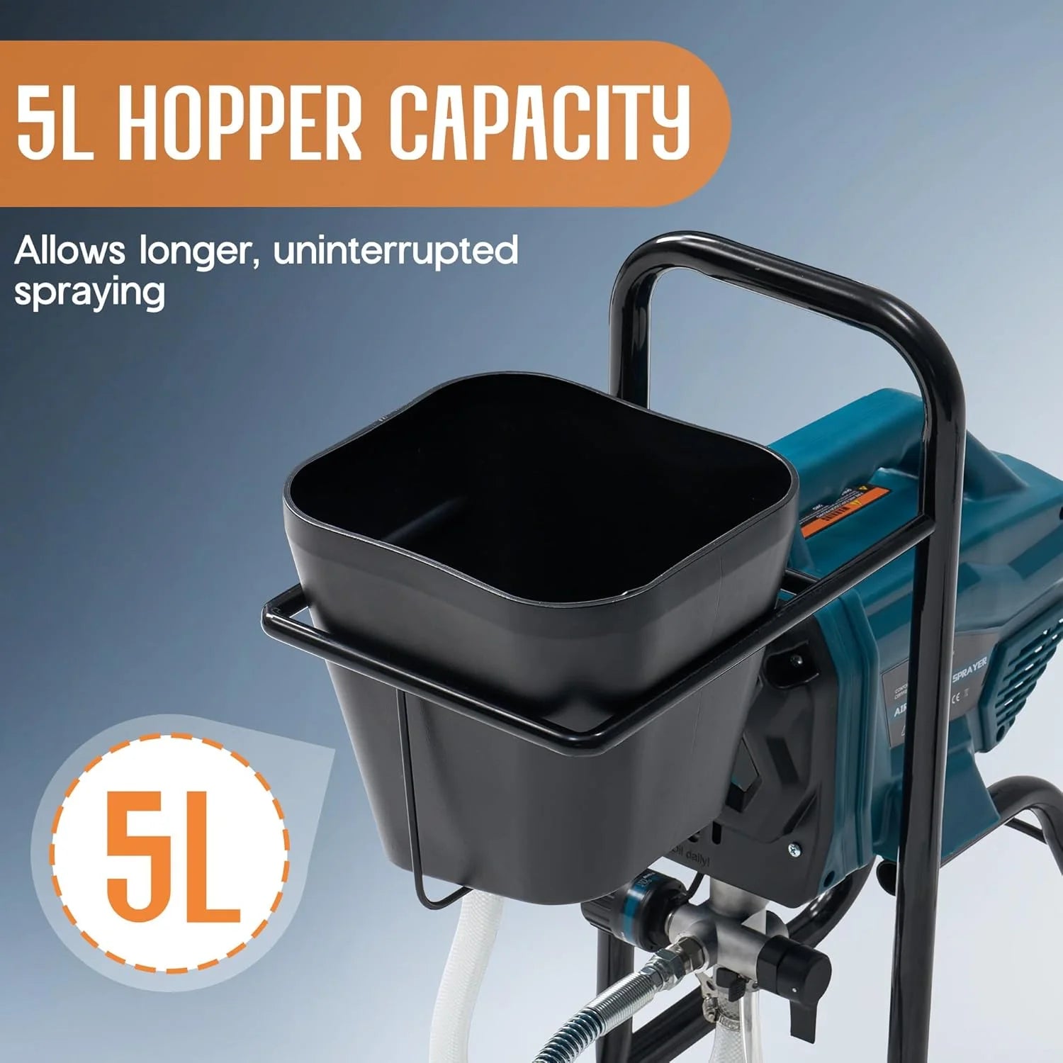 Jocisland High-Pressure Airless Paint Sprayer with 5L Hopper Capacity,650W, 2900 PSI Paint Sprayer with Two Spray Tips Options, for Professional and DIY Use