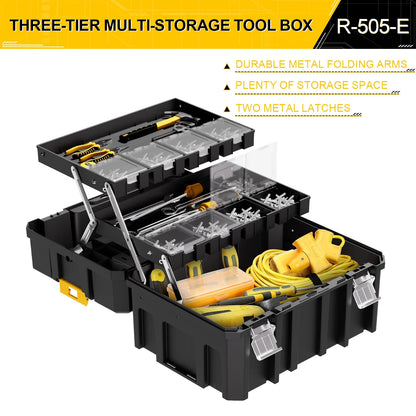 4 Tier Stackable Rolling Tool Box with Wheels, Modular Organizer Storage System with Drawers for Garage & Professional Work