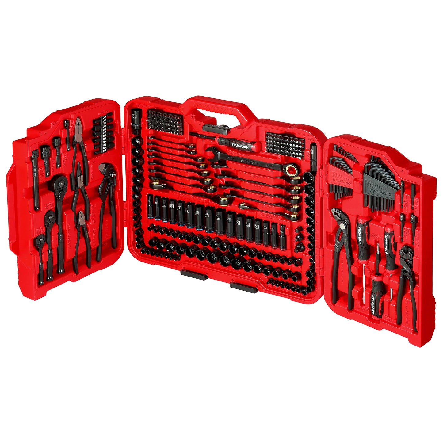 STARWORK TRUE MECHANIC 312-Piece Mechanics Tool Set and Socket Set, ProfessionalPliers Wrench Version SAE/Metric