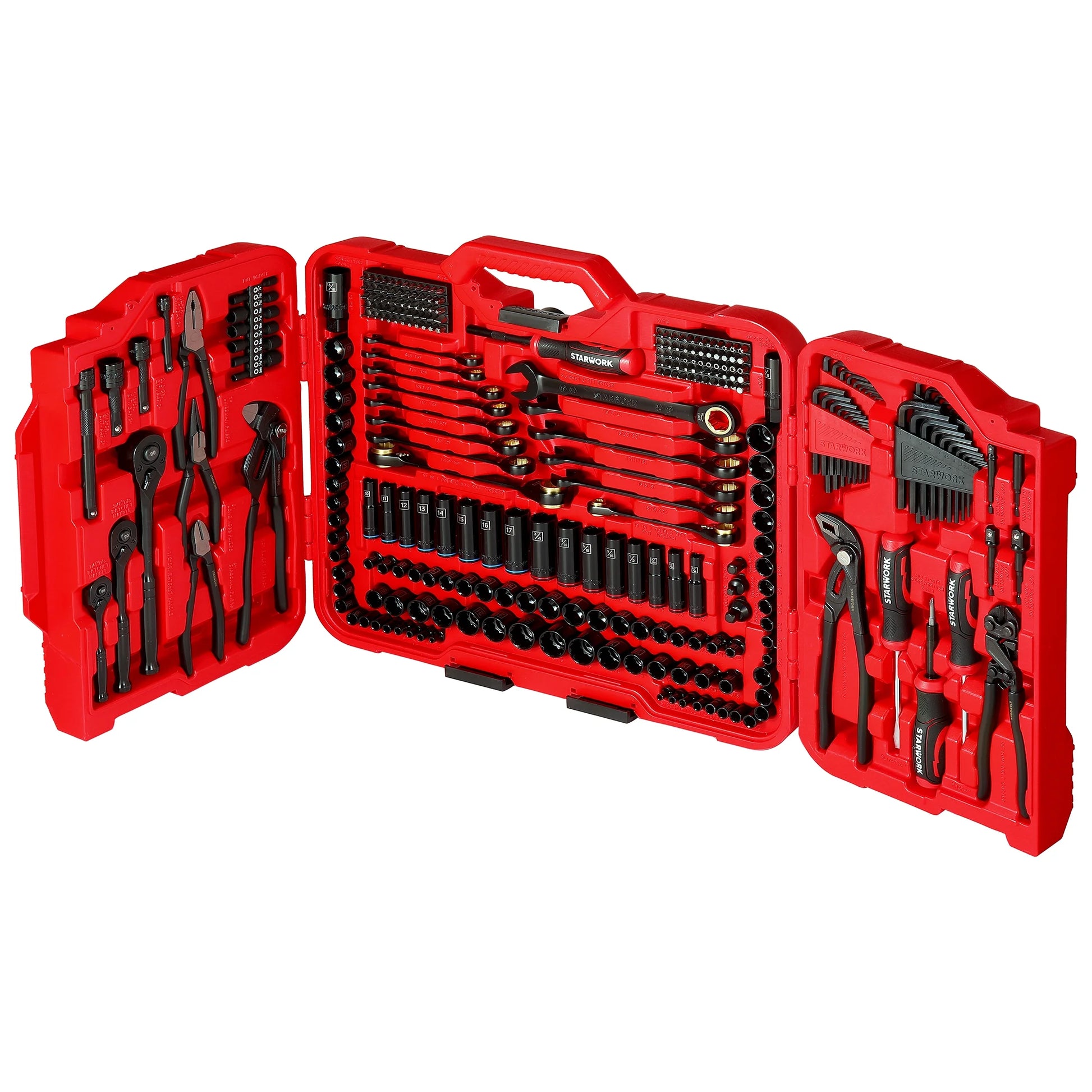 STARWORK TRUE MECHANIC 312-Piece Mechanics Tool Set and Socket Set, ProfessionalPliers Wrench Version SAE/Metric
