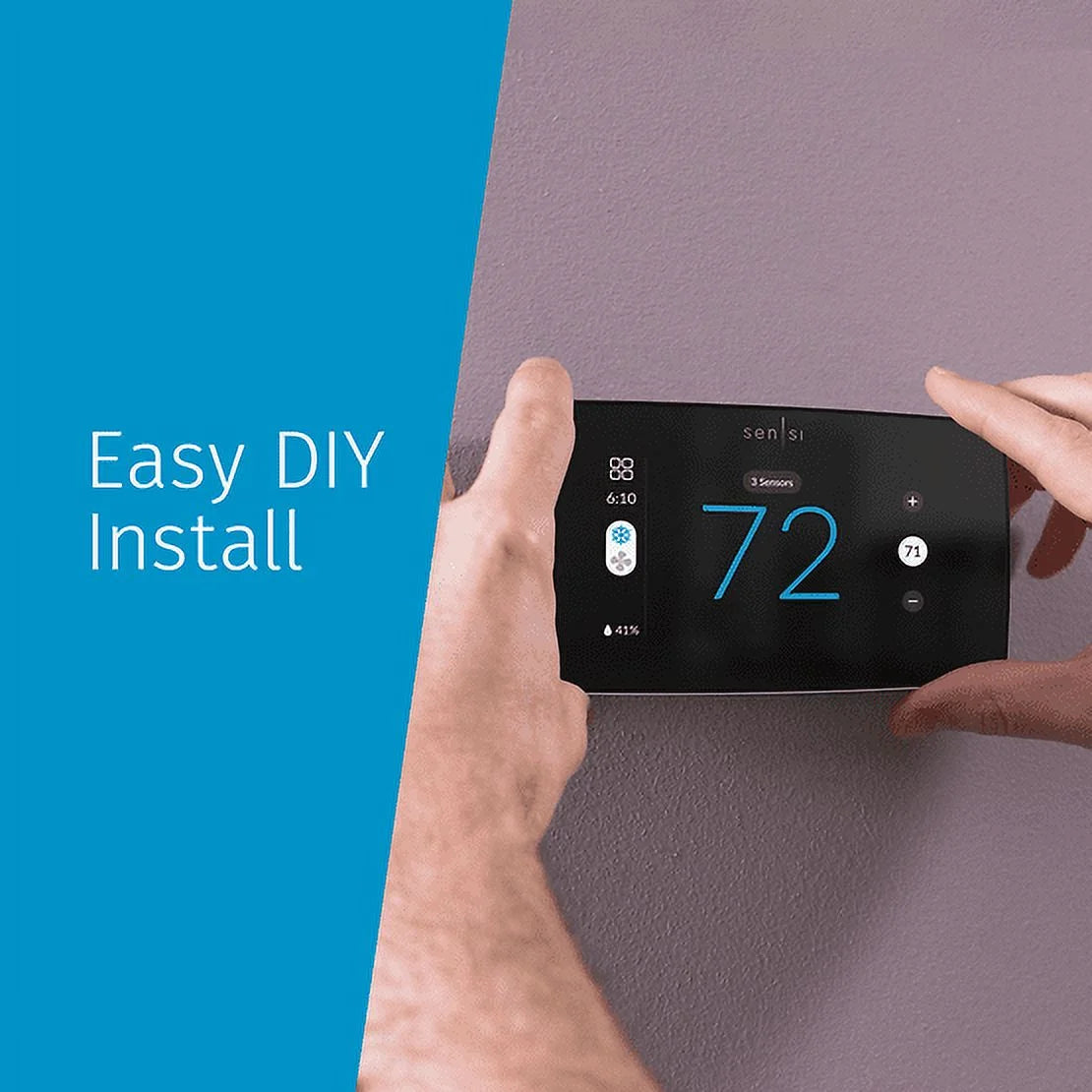 Sensi Touch 2 Smart Programmable Wi-Fi Thermostat, C-Wire Required-Black