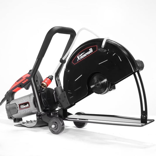 XtremepowerUS 14" Electric Concrete Saw, 2600W/15A Motor, Circular Saw Cutter With 5" Cutting Depth, Wet/Dry Disk Saw Cutter Includes Water Line, Pump For Stone, Brick, Porcelain, Concrete