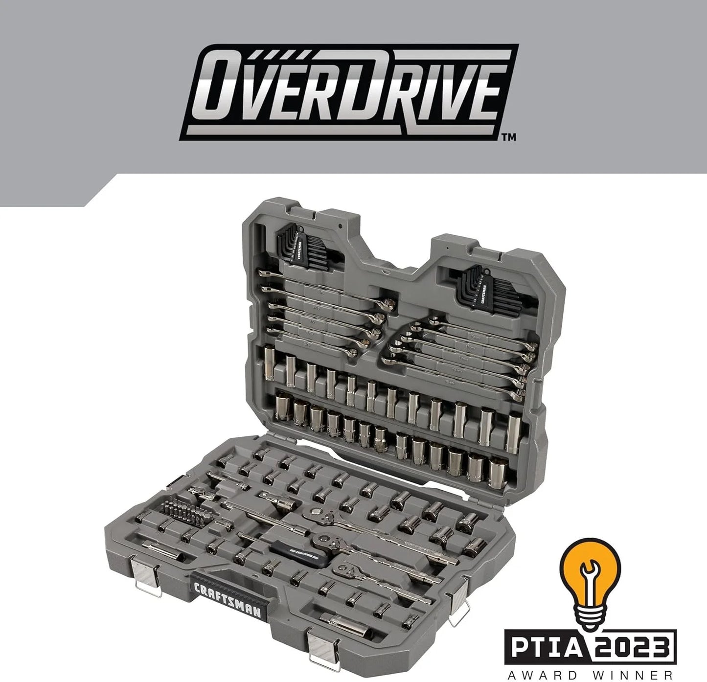 180-Tooth Ratchet Mechanic Tool Set with Gunmetal , 121-Piece Standard SAE/Metric Socket Set Includes Hard